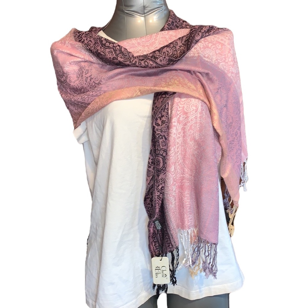 Pink tones paisley scarf
